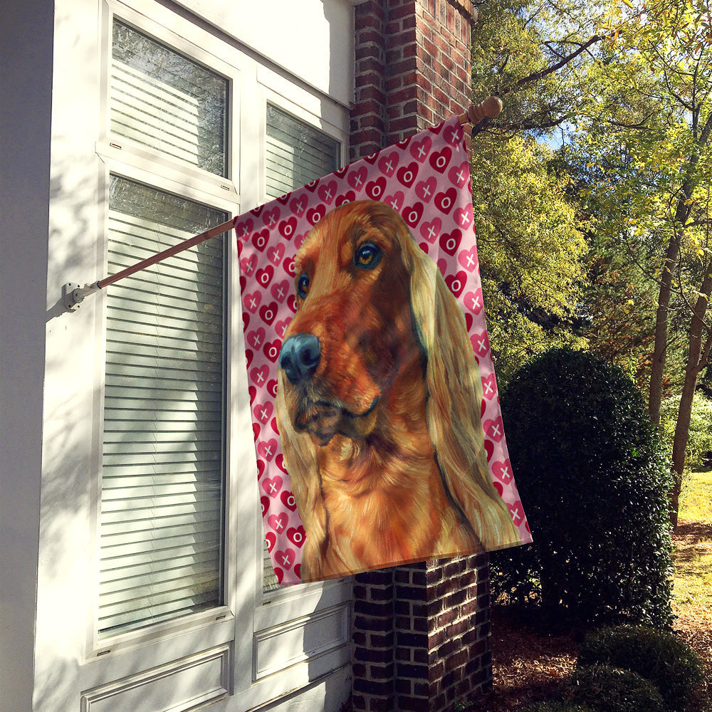 Irish Setter Hearts Love and Valentine's Day House Flag 28x40 Porch Sleeve Pole Decorative Outside Yard Banner Artwork Wall Hanging, Polyester