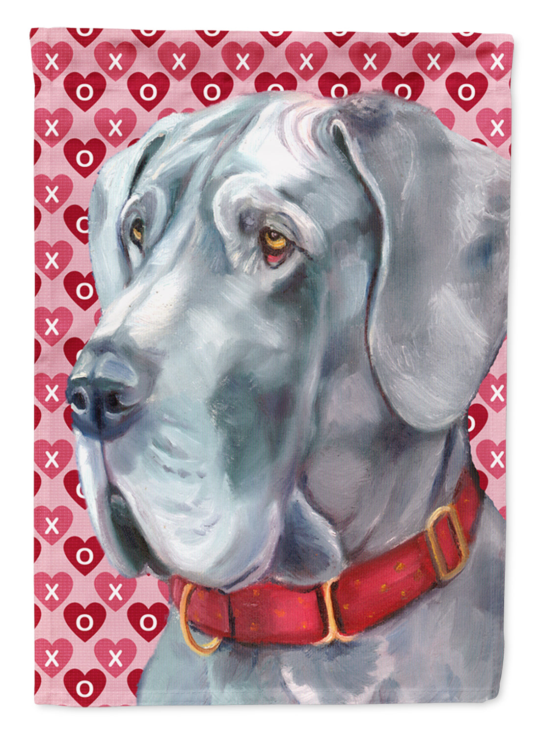 Great Dane Hearts Love and Valentine's Day House Flag 28x40 Porch Sleeve Pole Decorative Outside Yard Banner Artwork Wall Hanging, Polyester