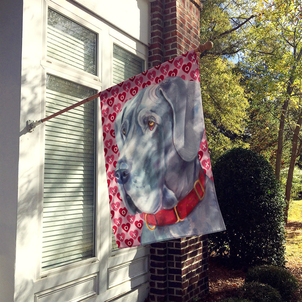 Great Dane Hearts Love and Valentine's Day House Flag 28x40 Porch Sleeve Pole Decorative Outside Yard Banner Artwork Wall Hanging, Polyester