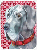 Great Dane Hearts Love and Valentine's Day Cutting Board Tempered Glass Kitchen Cutting Surface, Heat Resistant Chopping, Non-Slip Feet, Food Prep & Serving