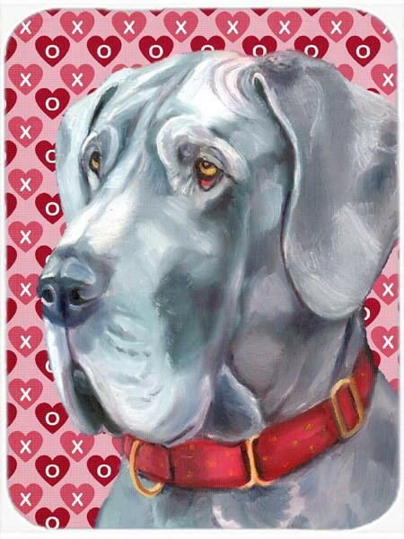 Great Dane Hearts Love and Valentine's Day Cutting Board Tempered Glass Kitchen Cutting Surface, Heat Resistant Chopping, Non-Slip Feet, Food Prep & Serving
