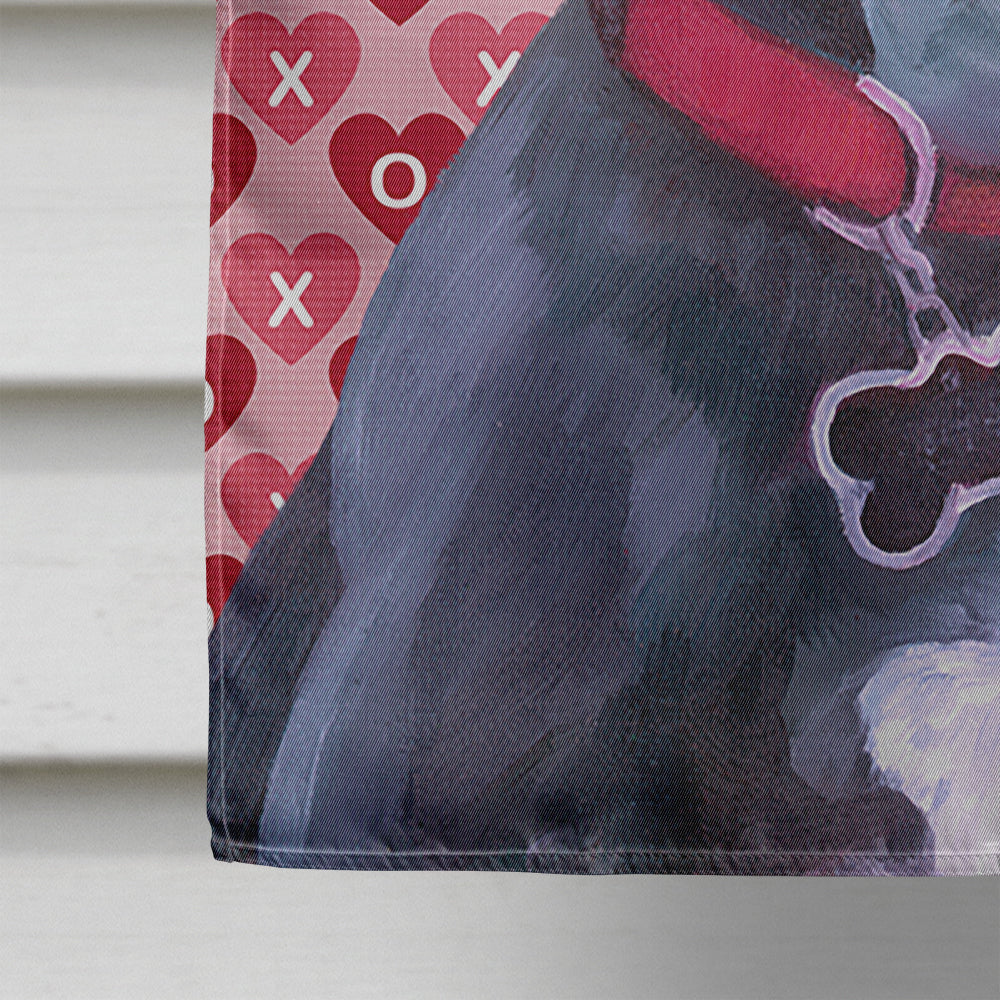 Black Great Dane Puppy Hearts Love and Valentine's Day House Flag 28x40 Porch Sleeve Pole Decorative Outside Yard Banner Artwork Wall Hanging, Polyester