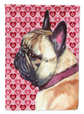French Bulldog Frenchie Hearts Love and Valentine's Day House Flag 28x40 Porch Sleeve Pole Decorative Outside Yard Banner Artwork Wall Hanging, Polyester