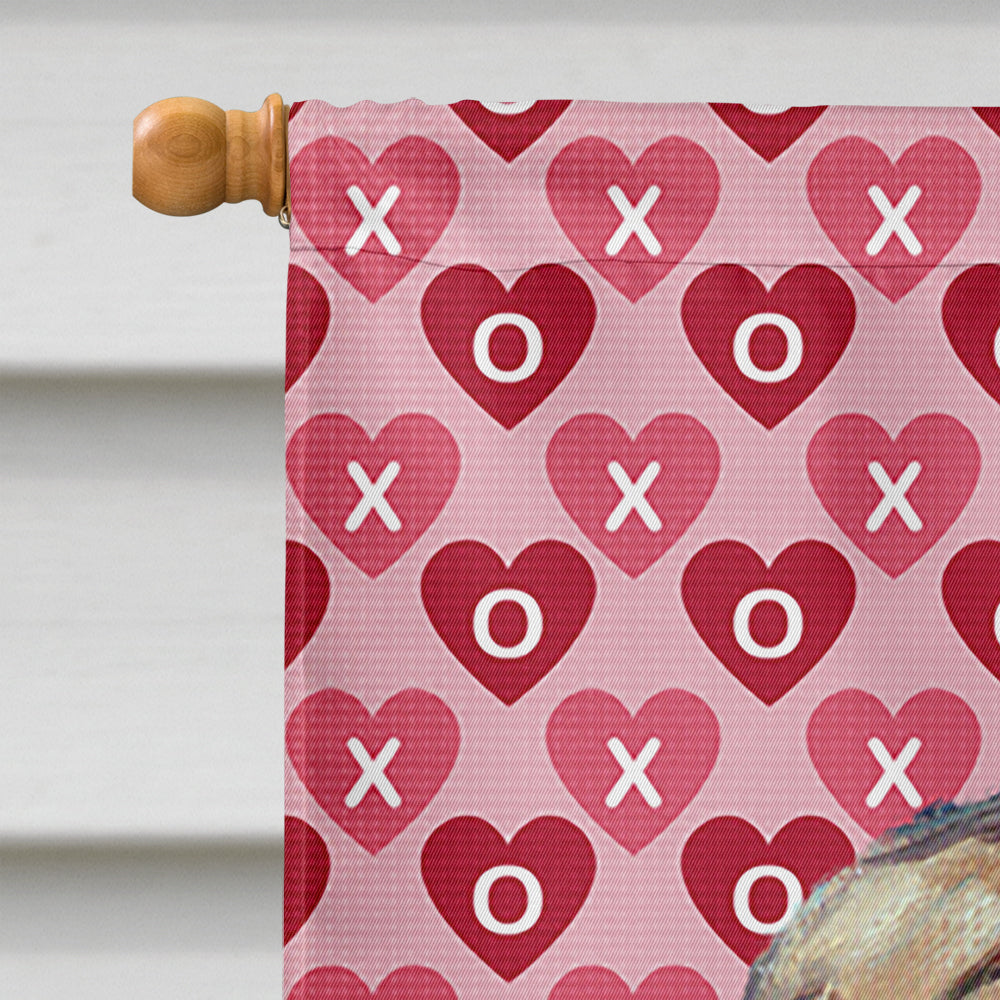 French Bulldog Frenchie Hearts Love and Valentine's Day House Flag 28x40 Porch Sleeve Pole Decorative Outside Yard Banner Artwork Wall Hanging, Polyester
