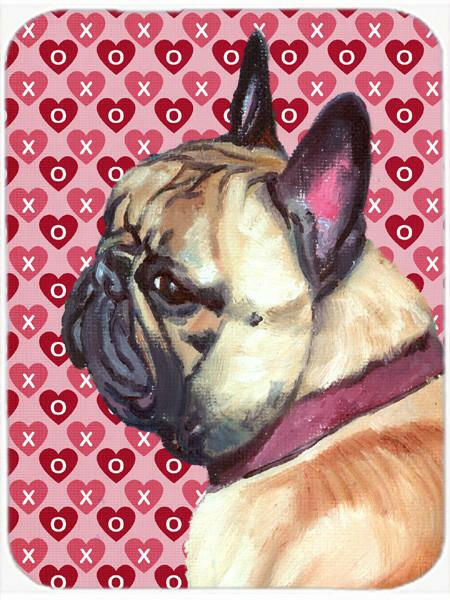French Bulldog Frenchie Hearts Love and Valentine's Day Cutting Board Tempered Glass Kitchen Cutting Surface, Heat Resistant Chopping, Non-Slip Feet, Food Prep & Serving