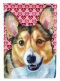 Corgi Hearts Love and Valentine's Day House Flag 28x40 Porch Sleeve Pole Decorative Outside Yard Banner Artwork Wall Hanging, Polyester