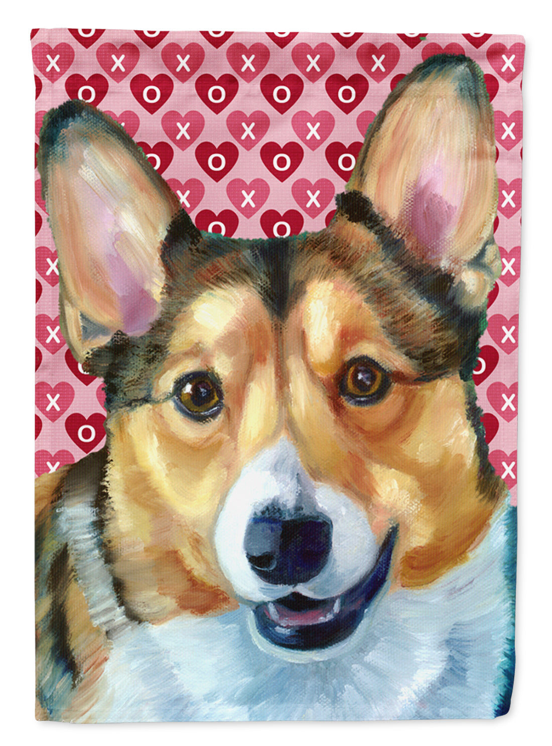 Corgi Hearts Love and Valentine's Day House Flag 28x40 Porch Sleeve Pole Decorative Outside Yard Banner Artwork Wall Hanging, Polyester