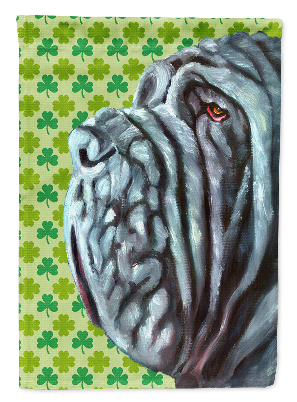 Neapolitan Mastiff St. Patrick's Day Shamrock House Flag 28x40 Porch Sleeve Pole Decorative Outside Yard Banner Artwork Wall Hanging, Polyester