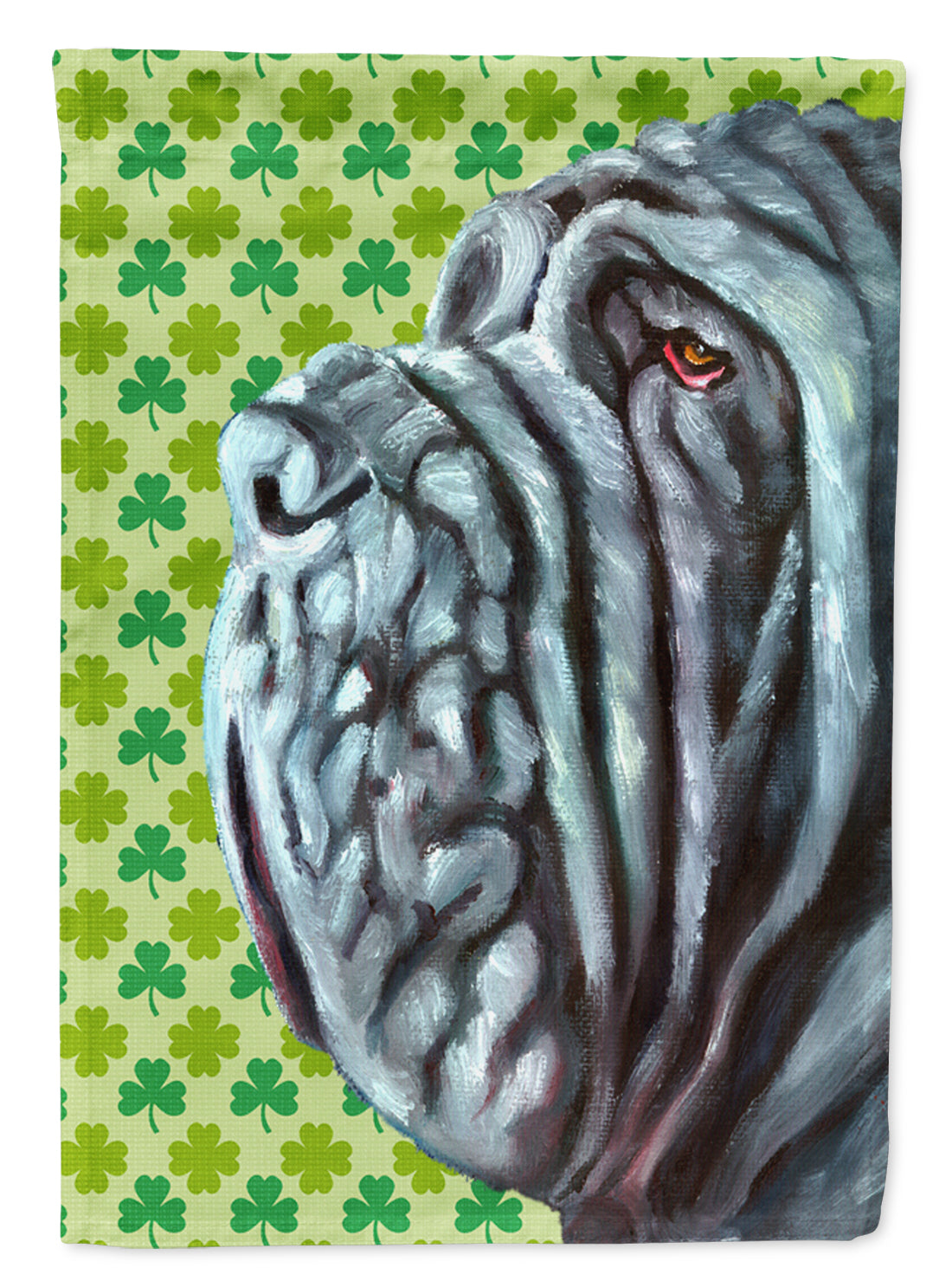 Neapolitan Mastiff St. Patrick's Day Shamrock House Flag 28x40 Porch Sleeve Pole Decorative Outside Yard Banner Artwork Wall Hanging, Polyester