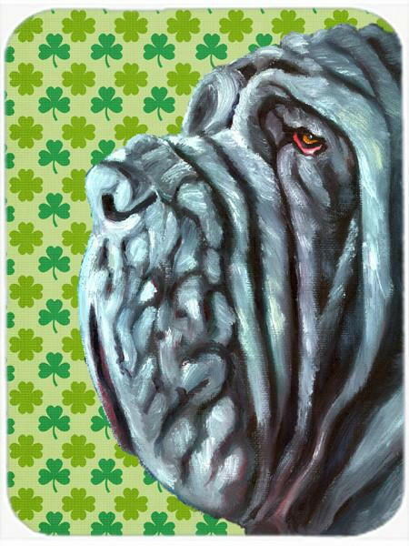 Neapolitan Mastiff St. Patrick's Day Shamrock Cutting Board Tempered Glass Kitchen Cutting Surface, Heat Resistant Chopping, Non-Slip Feet, Food Prep & Serving