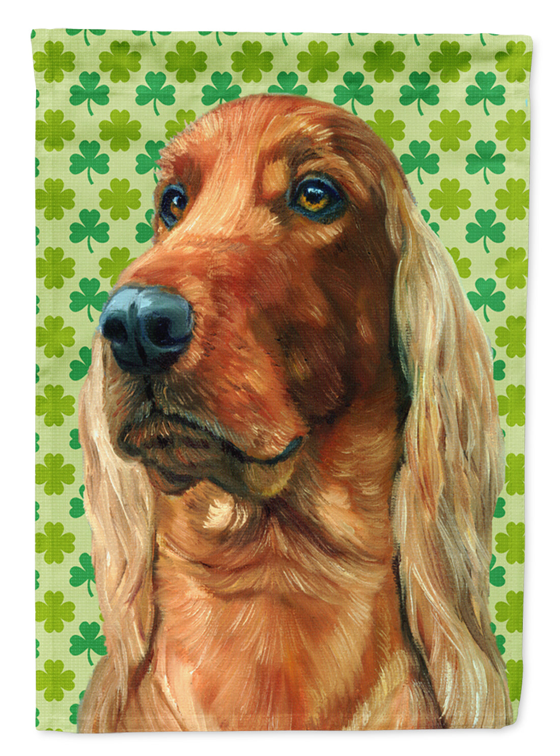 Irish Setter St. Patrick's Day Shamrock House Flag 28x40 Porch Sleeve Pole Decorative Outside Yard Banner Artwork Wall Hanging, Polyester