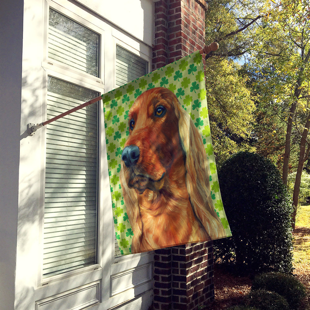 Irish Setter St. Patrick's Day Shamrock House Flag 28x40 Porch Sleeve Pole Decorative Outside Yard Banner Artwork Wall Hanging, Polyester