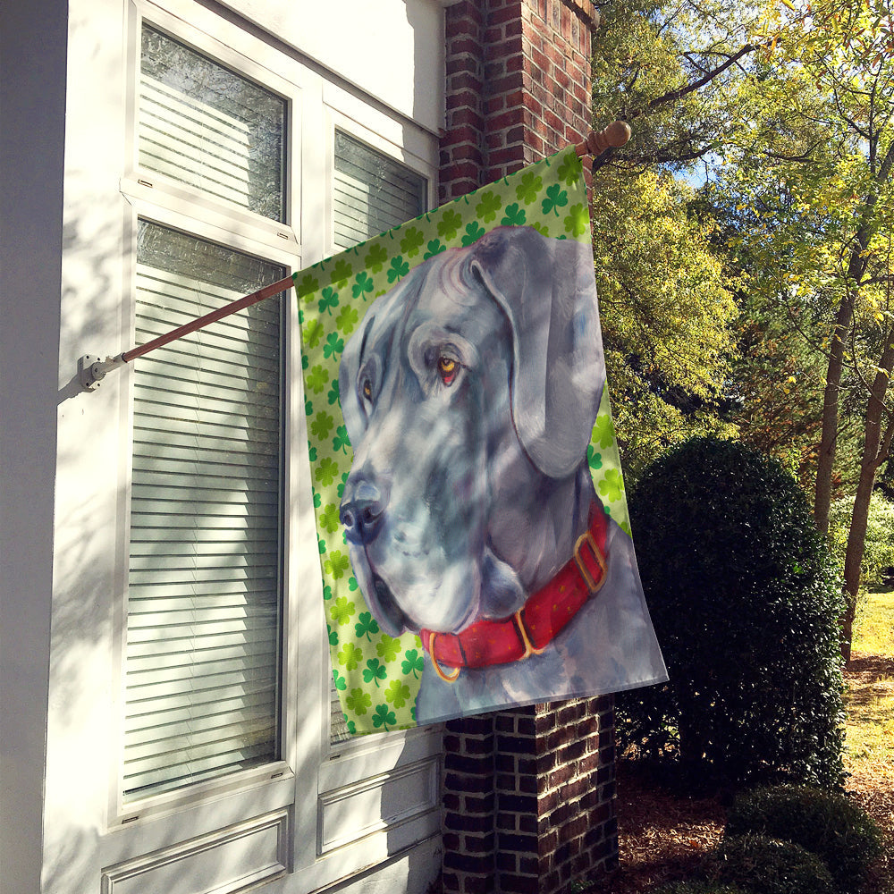 Great Dane St. Patrick's Day Shamrock House Flag 28x40 Porch Sleeve Pole Decorative Outside Yard Banner Artwork Wall Hanging, Polyester