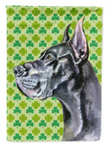 Black Great Dane St. Patrick's Day Shamrock House Flag 28x40 Porch Sleeve Pole Decorative Outside Yard Banner Artwork Wall Hanging, Polyester