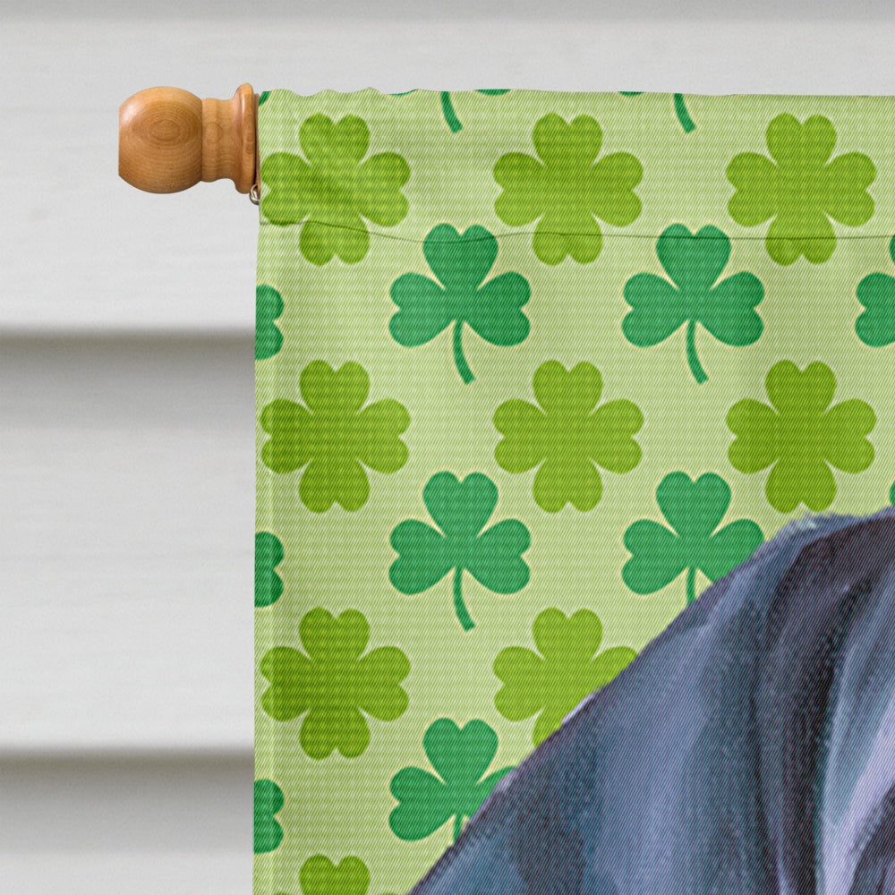 Black Great Dane Puppy St. Patrick's Day Shamrock House Flag 28x40 Porch Sleeve Pole Decorative Outside Yard Banner Artwork Wall Hanging, Polyester