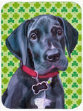 Black Great Dane Puppy St. Patrick's Day Shamrock Cutting Board Tempered Glass Kitchen Cutting Surface, Heat Resistant Chopping, Non-Slip Feet, Food Prep & Serving