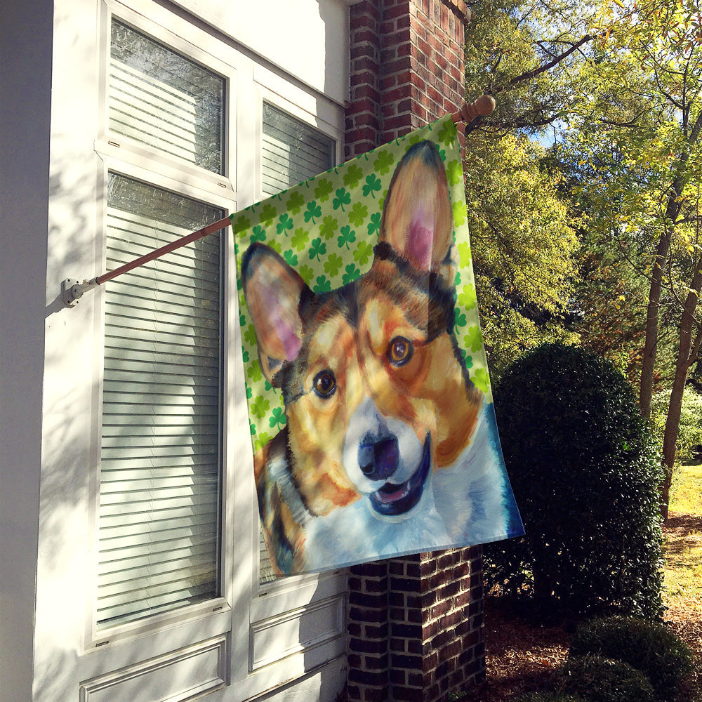 Corgi St. Patrick's Day Shamrock House Flag 28x40 Porch Sleeve Pole Decorative Outside Yard Banner Artwork Wall Hanging, Polyester