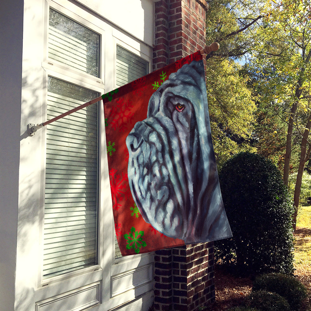 Neapolitan Mastiff Red Snowflakes Holiday Christmas House Flag 28x40 Porch Sleeve Pole Decorative Outside Yard Banner Artwork Wall Hanging, Polyester