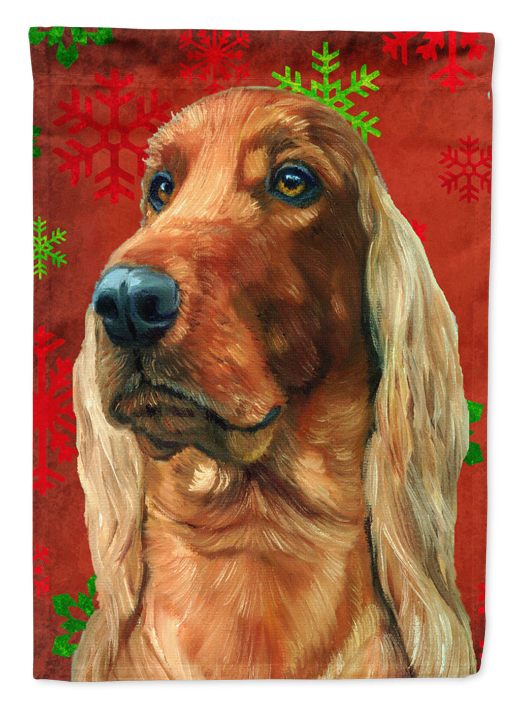 Irish Setter Red Snowflakes Holiday Christmas House Flag 28x40 Porch Sleeve Pole Decorative Outside Yard Banner Artwork Wall Hanging, Polyester