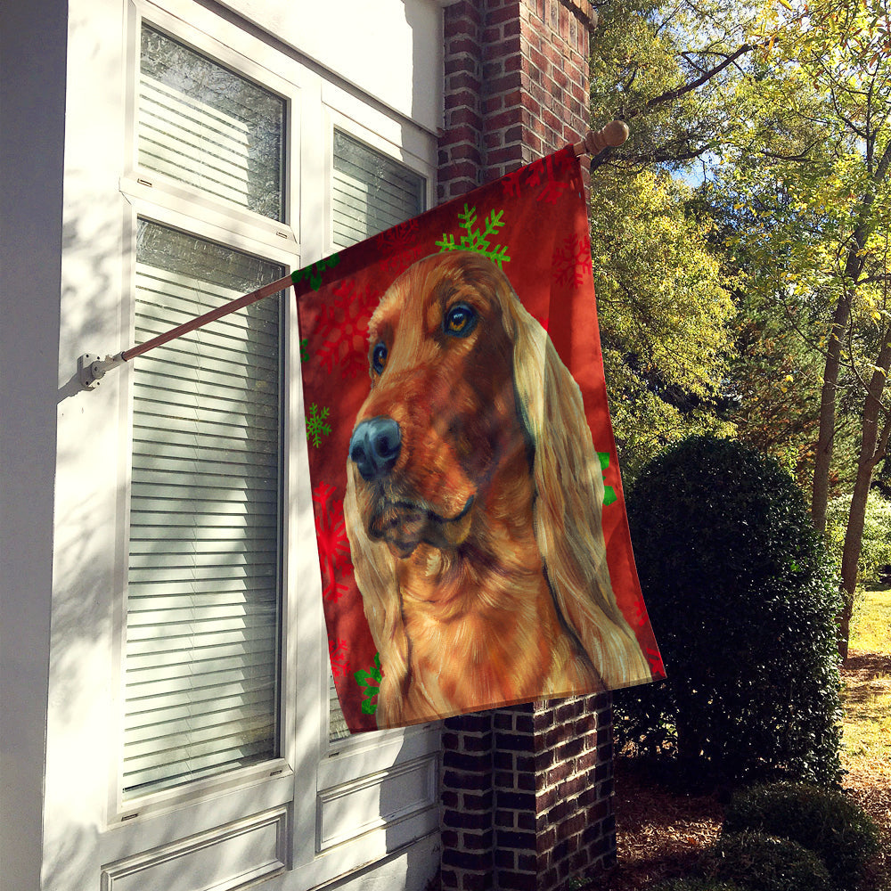 Irish Setter Red Snowflakes Holiday Christmas House Flag 28x40 Porch Sleeve Pole Decorative Outside Yard Banner Artwork Wall Hanging, Polyester