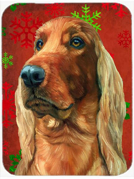 Irish Setter Red Snowflakes Holiday Christmas Cutting Board Tempered Glass Kitchen Cutting Surface, Heat Resistant Chopping, Non-Slip Feet, Food Prep & Serving