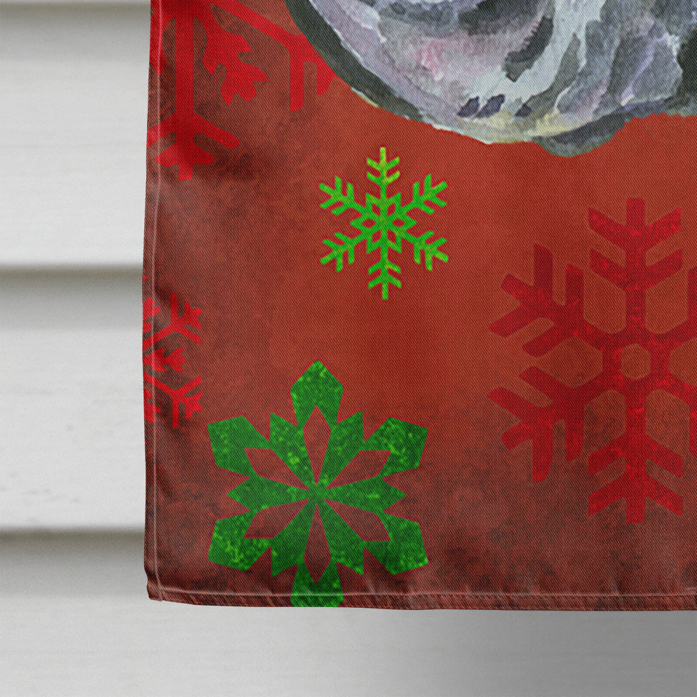 Black Great Dane Red Snowflakes Holiday Christmas House Flag 28x40 Porch Sleeve Pole Decorative Outside Yard Banner Artwork Wall Hanging, Polyester