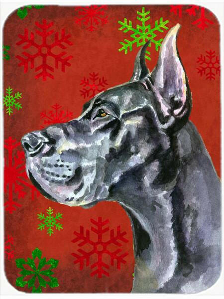 Black Great Dane Red Snowflakes Holiday Christmas Cutting Board Tempered Glass Kitchen Cutting Surface, Heat Resistant Chopping, Non-Slip Feet, Food Prep & Serving