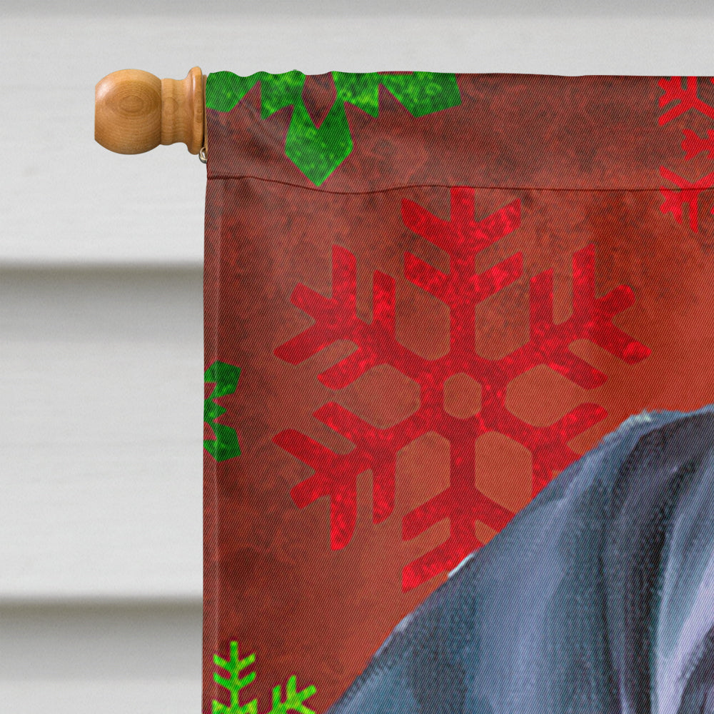 Black Great Dane Puppy Red Snowflakes Holiday Christmas House Flag 28x40 Porch Sleeve Pole Decorative Outside Yard Banner Artwork Wall Hanging, Polyester