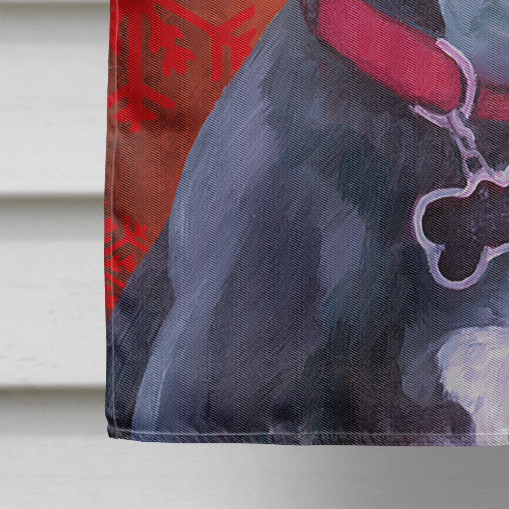 Black Great Dane Puppy Red Snowflakes Holiday Christmas House Flag 28x40 Porch Sleeve Pole Decorative Outside Yard Banner Artwork Wall Hanging, Polyester