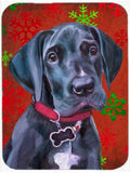 Black Great Dane Puppy Red Snowflakes Holiday Christmas Cutting Board Tempered Glass Kitchen Cutting Surface, Heat Resistant Chopping, Non-Slip Feet, Food Prep & Serving