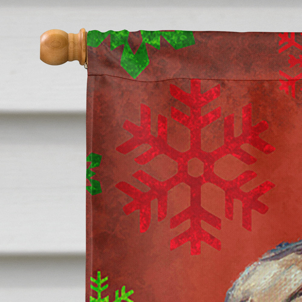 French Bulldog Frenchie Red Snowflakes Holiday Christmas House Flag 28x40 Porch Sleeve Pole Decorative Outside Yard Banner Artwork Wall Hanging, Polyester