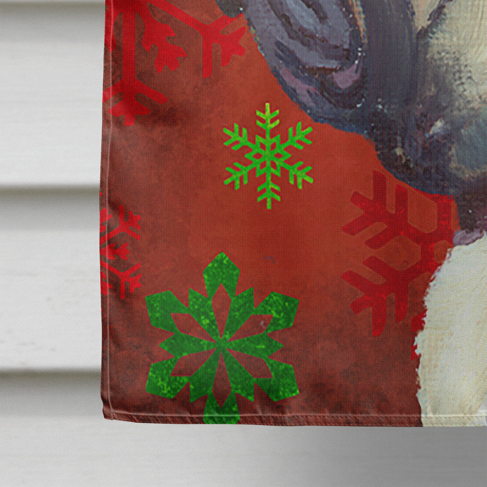 French Bulldog Frenchie Red Snowflakes Holiday Christmas House Flag 28x40 Porch Sleeve Pole Decorative Outside Yard Banner Artwork Wall Hanging, Polyester