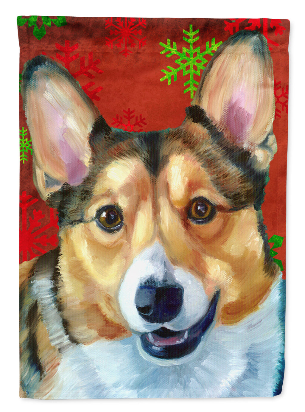 Corgi Red Snowflakes Holiday Christmas House Flag 28x40 Porch Sleeve Pole Decorative Outside Yard Banner Artwork Wall Hanging, Polyester