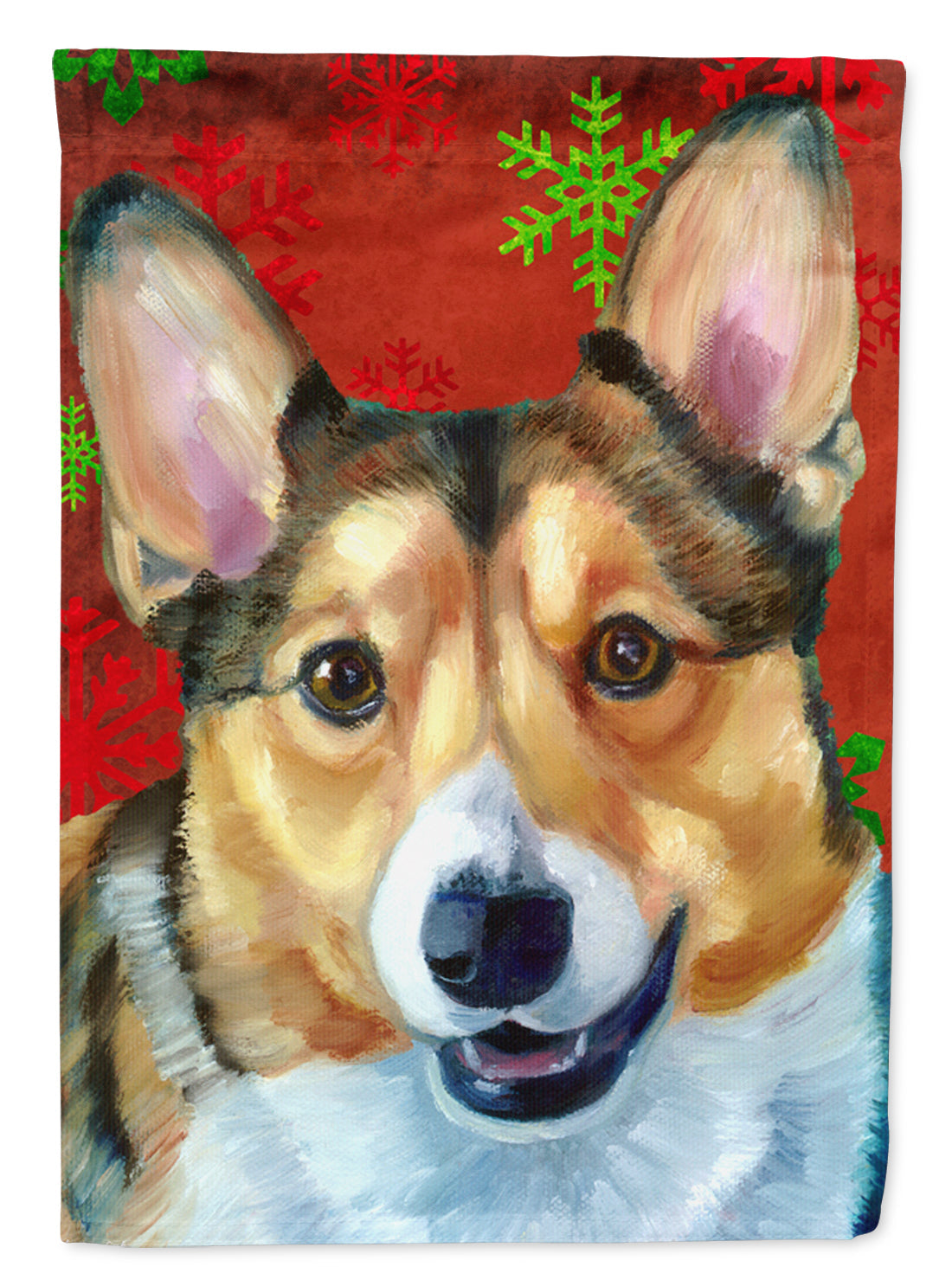 Corgi Red Snowflakes Holiday Christmas House Flag 28x40 Porch Sleeve Pole Decorative Outside Yard Banner Artwork Wall Hanging, Polyester