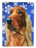 Irish Setter Winter Snowflakes Holiday House Flag 28x40 Porch Sleeve Pole Decorative Outside Yard Banner Artwork Wall Hanging, Polyester