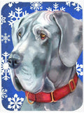 Great Dane Winter Snowflakes Holiday Cutting Board Tempered Glass Kitchen Cutting Surface, Heat Resistant Chopping, Non-Slip Feet, Food Prep & Serving