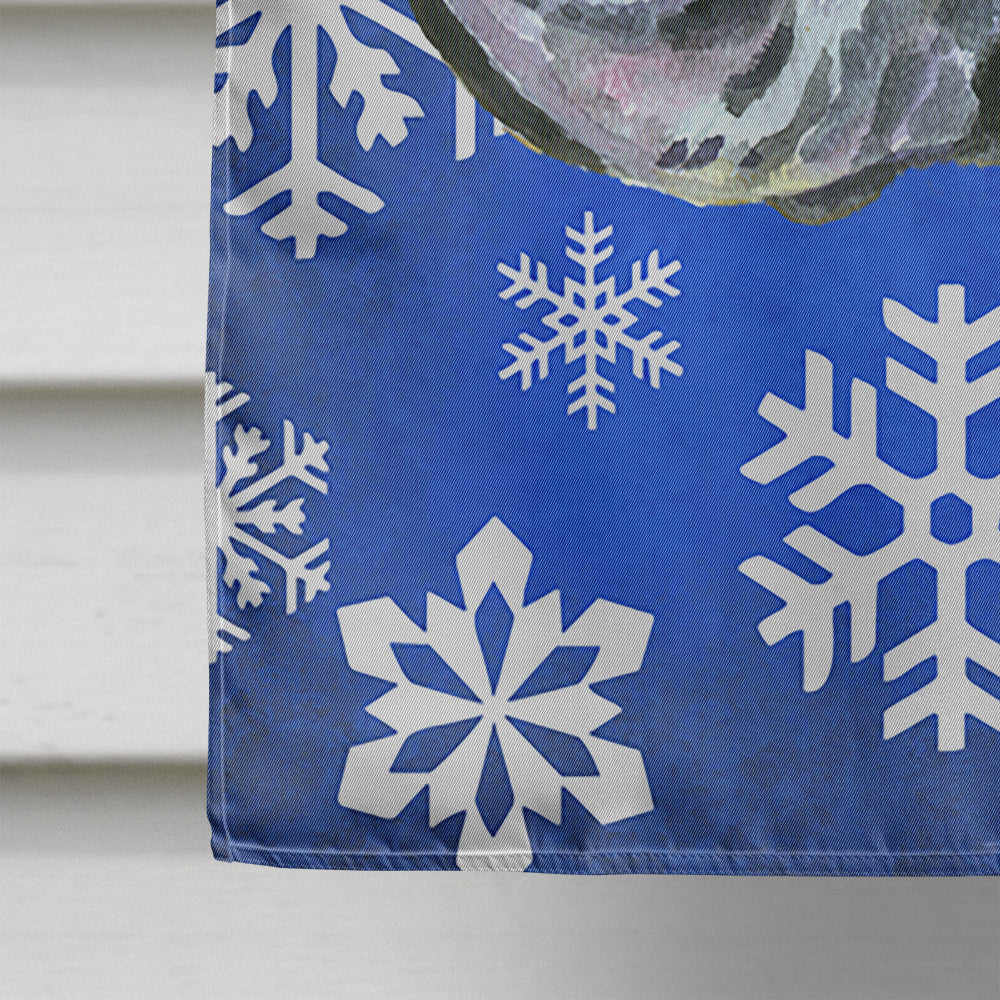 Black Great Dane Winter Snowflakes Holiday House Flag 28x40 Porch Sleeve Pole Decorative Outside Yard Banner Artwork Wall Hanging, Polyester