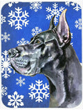 Black Great Dane Winter Snowflakes Holiday Cutting Board Tempered Glass Kitchen Cutting Surface, Heat Resistant Chopping, Non-Slip Feet, Food Prep & Serving