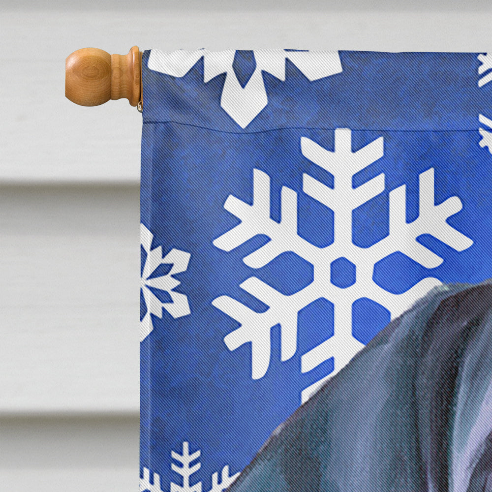 Black Great Dane Puppy Winter Snowflakes Holiday House Flag 28x40 Porch Sleeve Pole Decorative Outside Yard Banner Artwork Wall Hanging, Polyester