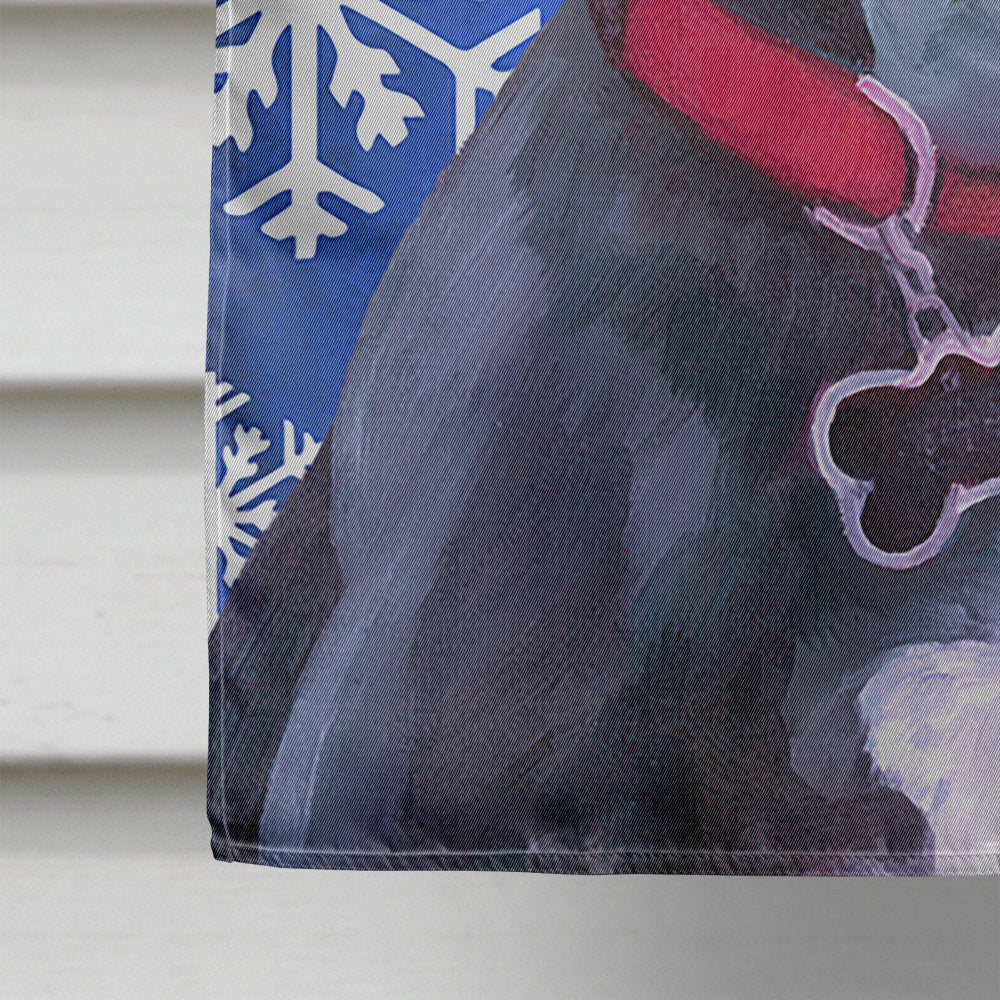Black Great Dane Puppy Winter Snowflakes Holiday House Flag 28x40 Porch Sleeve Pole Decorative Outside Yard Banner Artwork Wall Hanging, Polyester