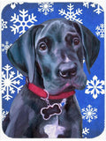 Black Great Dane Puppy Winter Snowflakes Holiday Cutting Board Tempered Glass Kitchen Cutting Surface, Heat Resistant Chopping, Non-Slip Feet, Food Prep & Serving