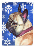 French Bulldog Frenchie Winter Snowflakes Holiday House Flag 28x40 Porch Sleeve Pole Decorative Outside Yard Banner Artwork Wall Hanging, Polyester
