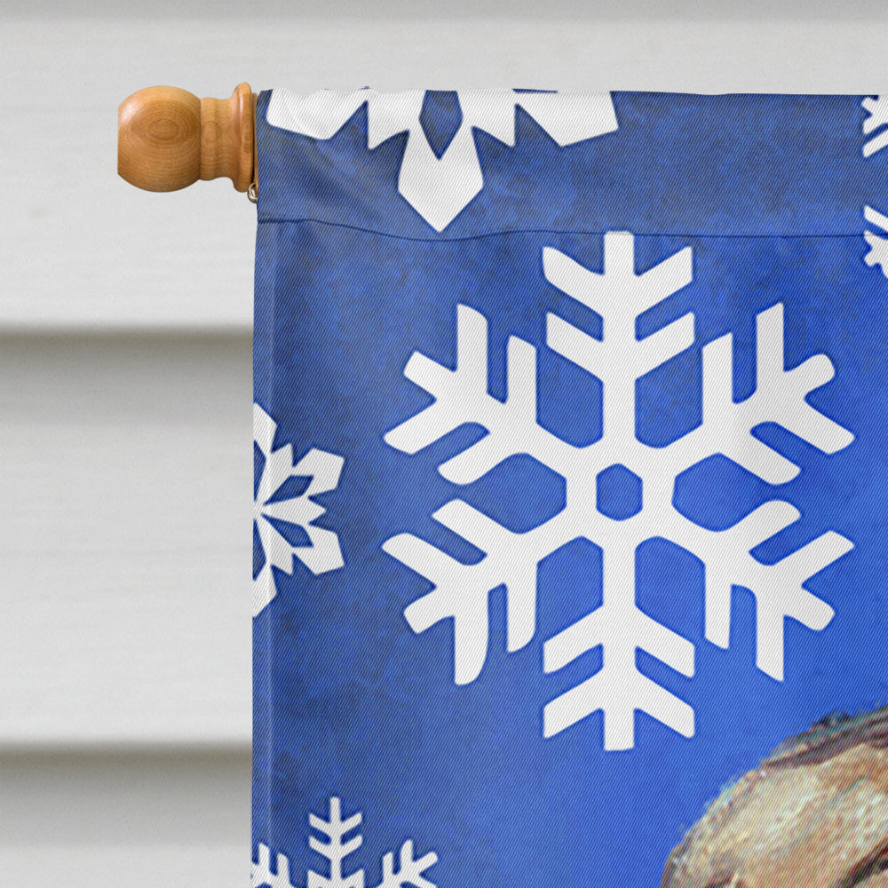 French Bulldog Frenchie Winter Snowflakes Holiday House Flag 28x40 Porch Sleeve Pole Decorative Outside Yard Banner Artwork Wall Hanging, Polyester