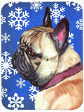 French Bulldog Frenchie Winter Snowflakes Holiday Cutting Board Tempered Glass Kitchen Cutting Surface, Heat Resistant Chopping, Non-Slip Feet, Food Prep & Serving