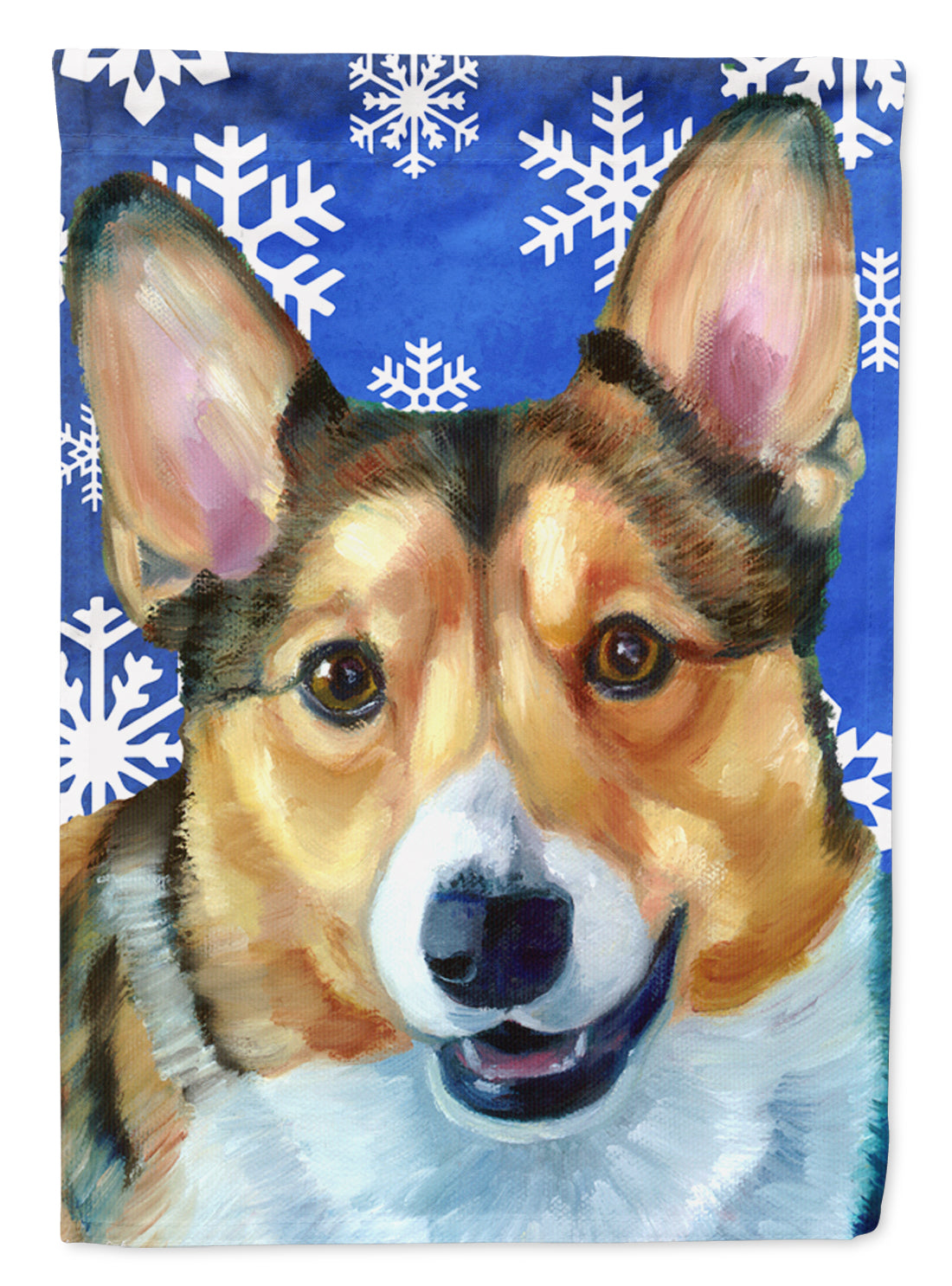 Corgi Winter Snowflakes Holiday House Flag 28x40 Porch Sleeve Pole Decorative Outside Yard Banner Artwork Wall Hanging, Polyester