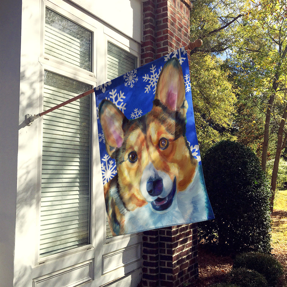 Corgi Winter Snowflakes Holiday House Flag 28x40 Porch Sleeve Pole Decorative Outside Yard Banner Artwork Wall Hanging, Polyester