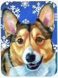 Corgi Winter Snowflakes Holiday Cutting Board Tempered Glass Kitchen Cutting Surface, Heat Resistant Chopping, Non-Slip Feet, Food Prep & Serving