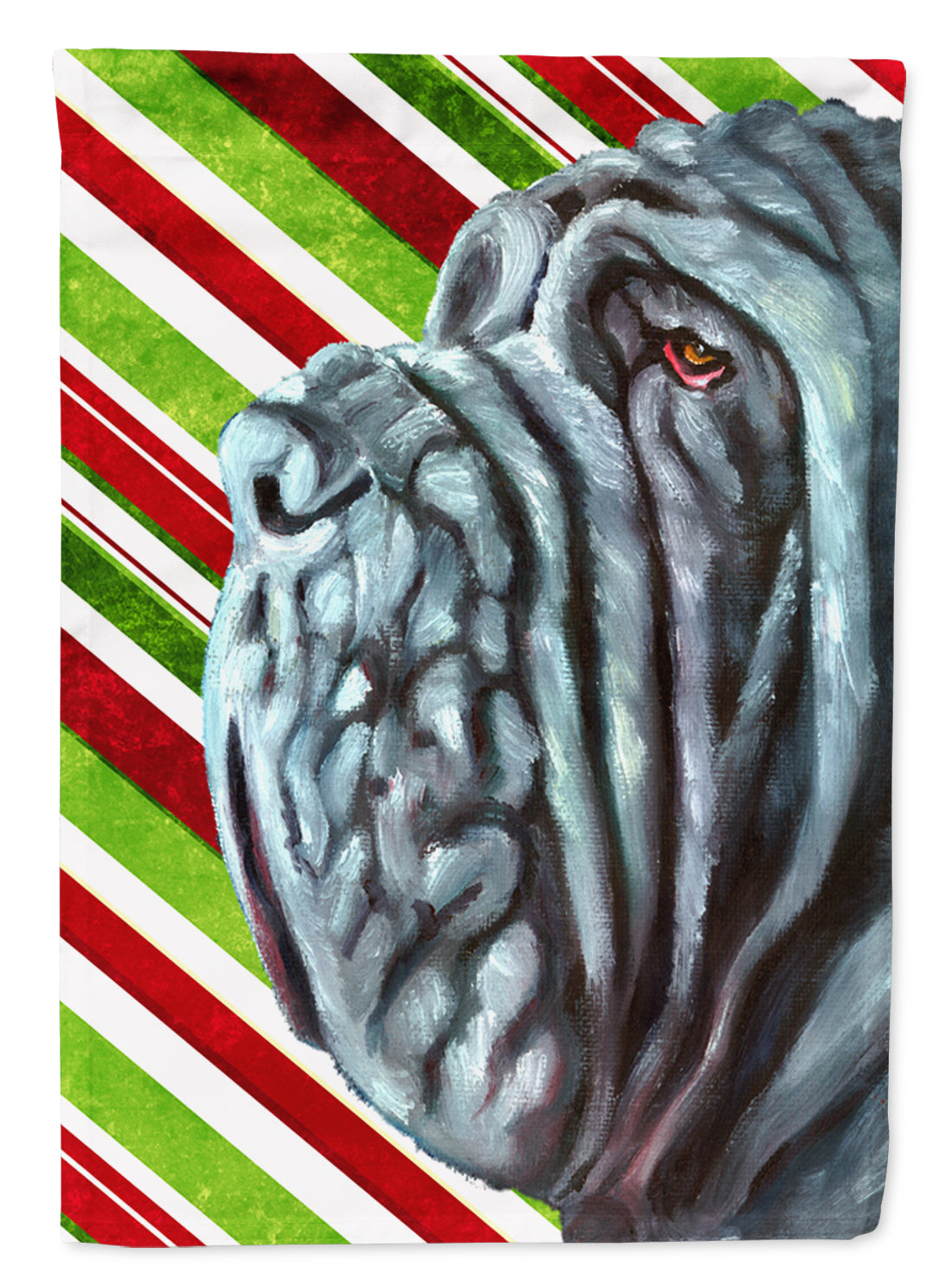 Neapolitan Mastiff Candy Cane Holiday Christmas House Flag 28x40 Porch Sleeve Pole Decorative Outside Yard Banner Artwork Wall Hanging, Polyester