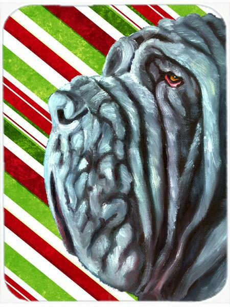 Neapolitan Mastiff Candy Cane Holiday Christmas Cutting Board Tempered Glass Kitchen Cutting Surface, Heat Resistant Chopping, Non-Slip Feet, Food Prep & Serving