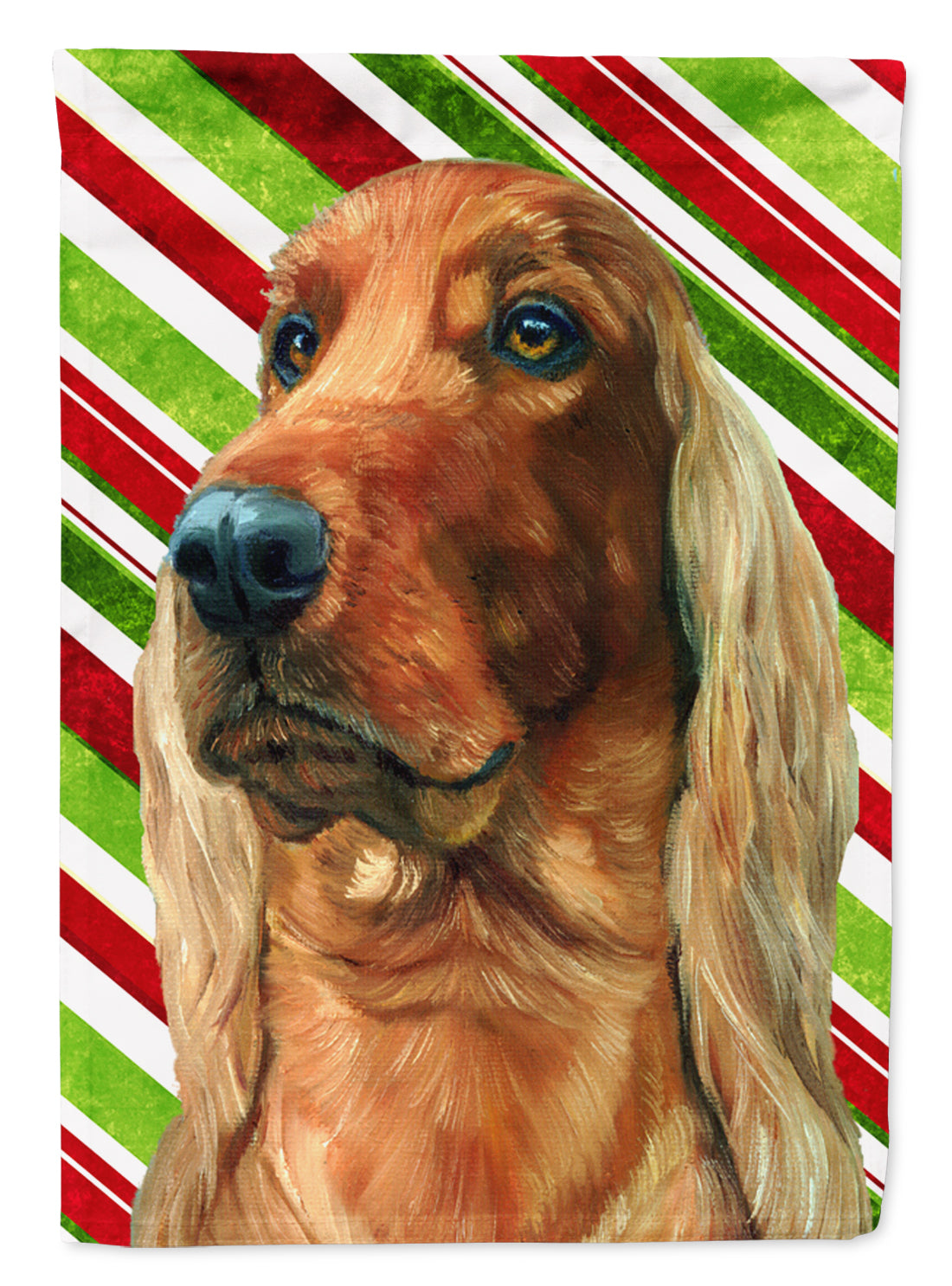 Irish Setter Candy Cane Holiday Christmas House Flag 28x40 Porch Sleeve Pole Decorative Outside Yard Banner Artwork Wall Hanging, Polyester